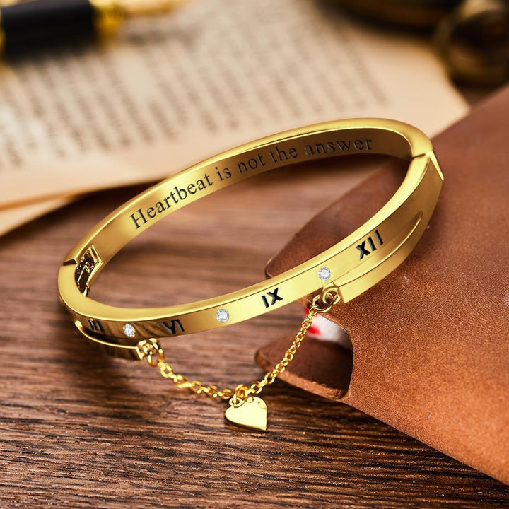 Cissyia.com Custom Engraved Bracelet with Heart Numeral Bracelet for Lovers