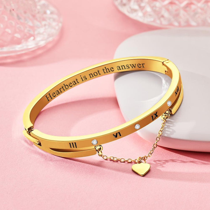 Cissyia.com Custom Engraved Bracelet with Heart Numeral Bracelet for Lovers