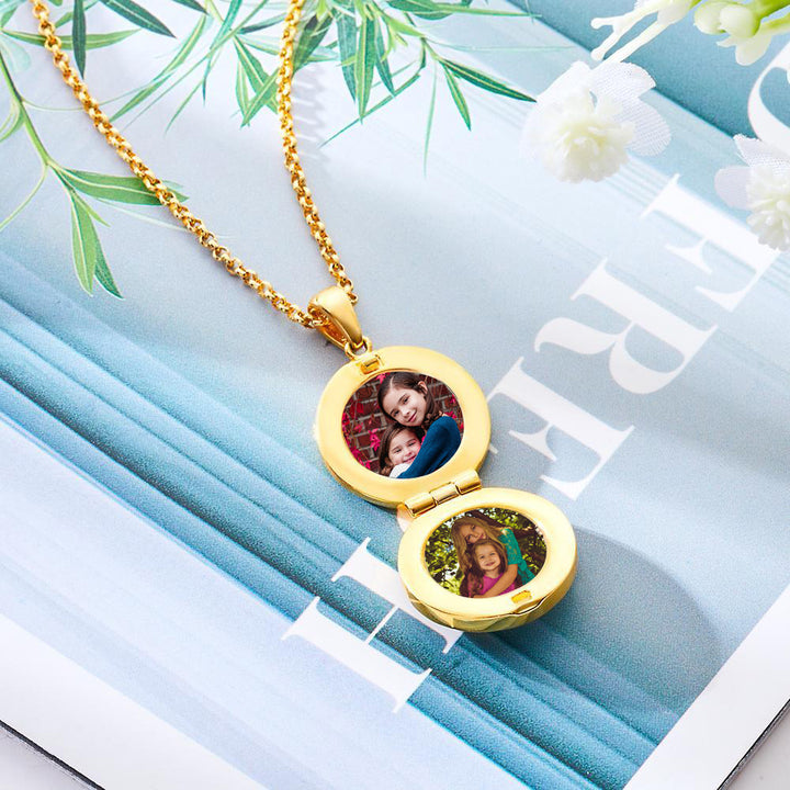 Cissyia.com Personalized World Map Round Pendant Photo Necklace