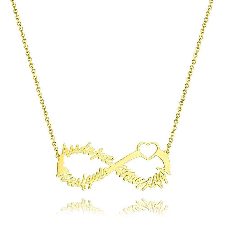 Cissyia.com Infinity Three Name Necklace Rose Gold Plated