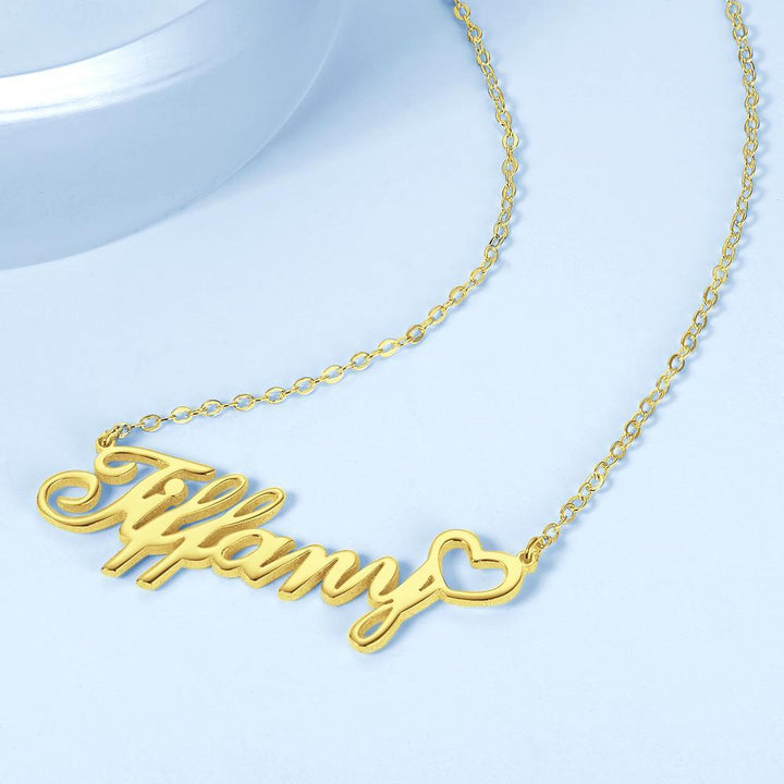Cissyia.com Rose Gold Plated Personalized Heart Name Cut-Out Necklace
