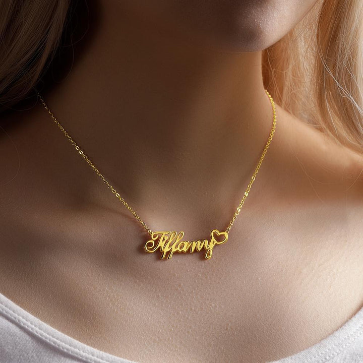Cissyia.com Rose Gold Plated Personalized Heart Name Cut-Out Necklace
