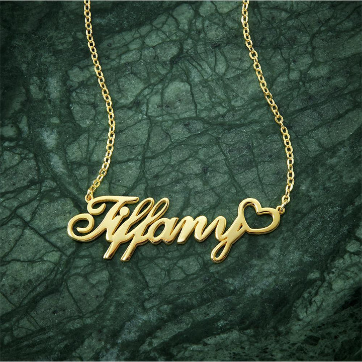 Cissyia.com Rose Gold Plated Personalized Heart Name Cut-Out Necklace