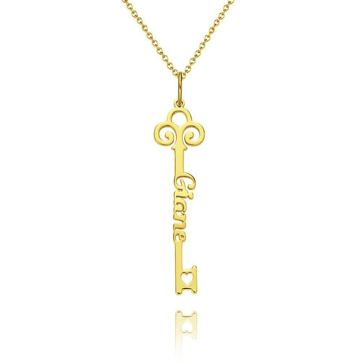 Cissyia.com Rose Gold Plated Personalized Key Symbol Cut-Out Name Necklace