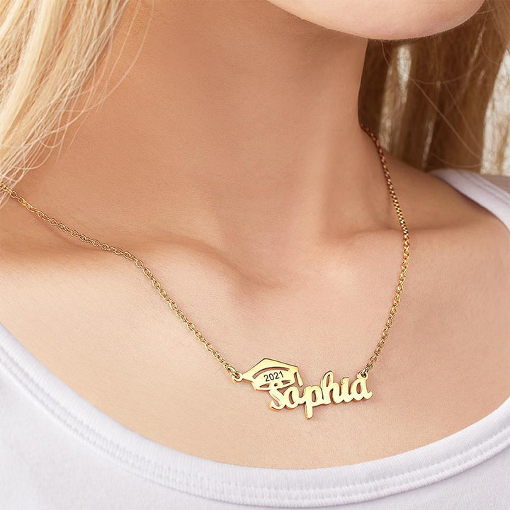 Cissyia.com Personalized Cap Name Cut-Out Name Necklace