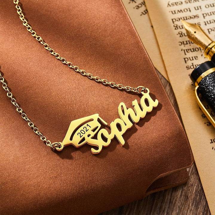 Cissyia.com Personalized Cap Name Cut-Out Name Necklace