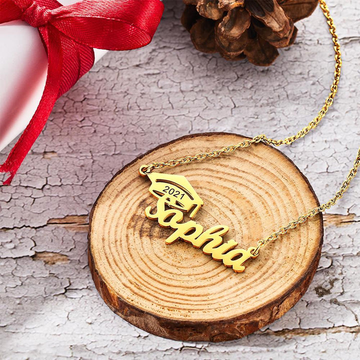 Cissyia.com Personalized Cap Name Cut-Out Name Necklace