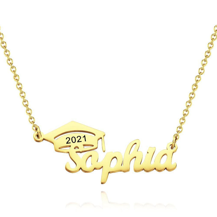 Cissyia.com Personalized Cap Name Cut-Out Name Necklace