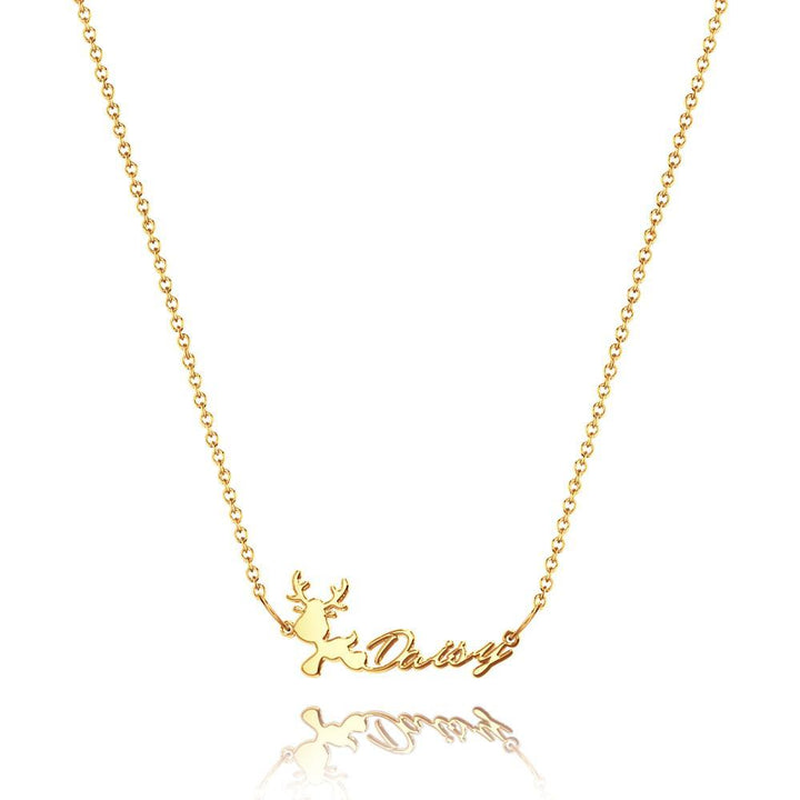 Cissyia.com Personalized Reindeer Cut-Out Name Necklace