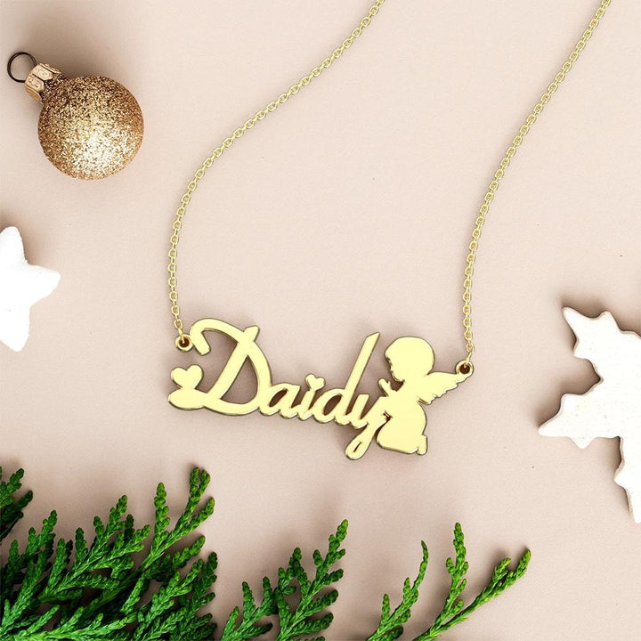 Cissyia.com Personalized Guardian Angel Cut-Out Name Necklace