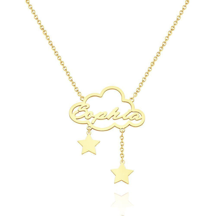 Cissyia.com Custom Star Cloud Name Necklace Personalized Rain Cloud Necklace Star Pendant