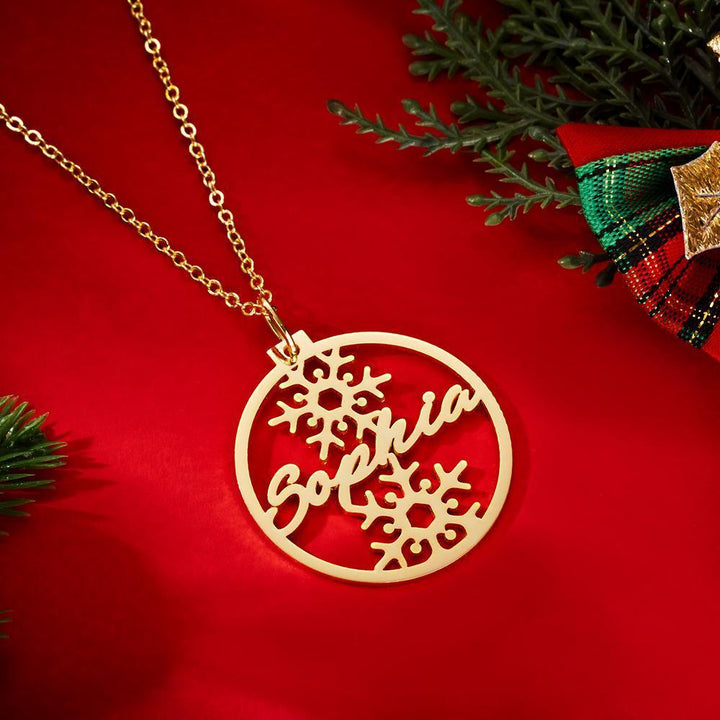 Cissyia.com Personalized Circle and Snowflakes Cut-Out Name Necklace