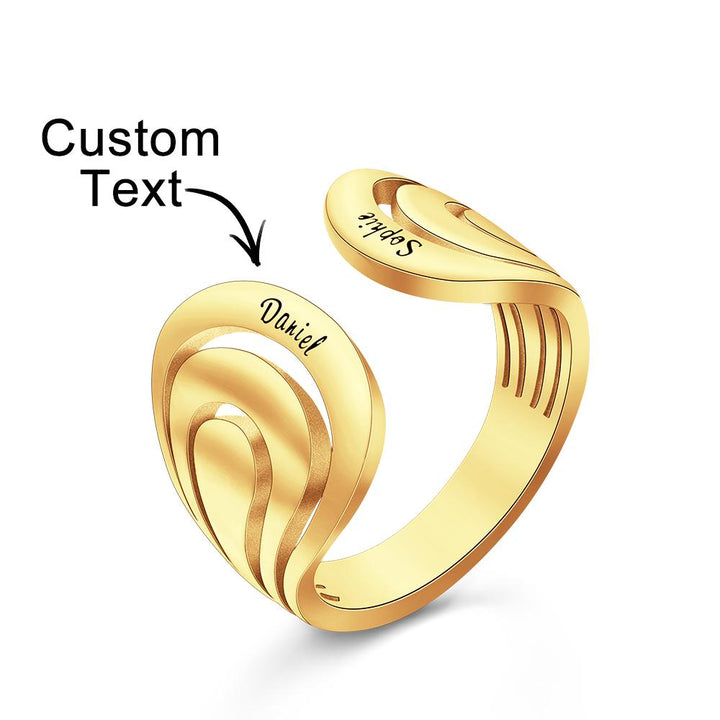 Cissyia.com Rose Gold Plated Open Cuff Engraved Ring
