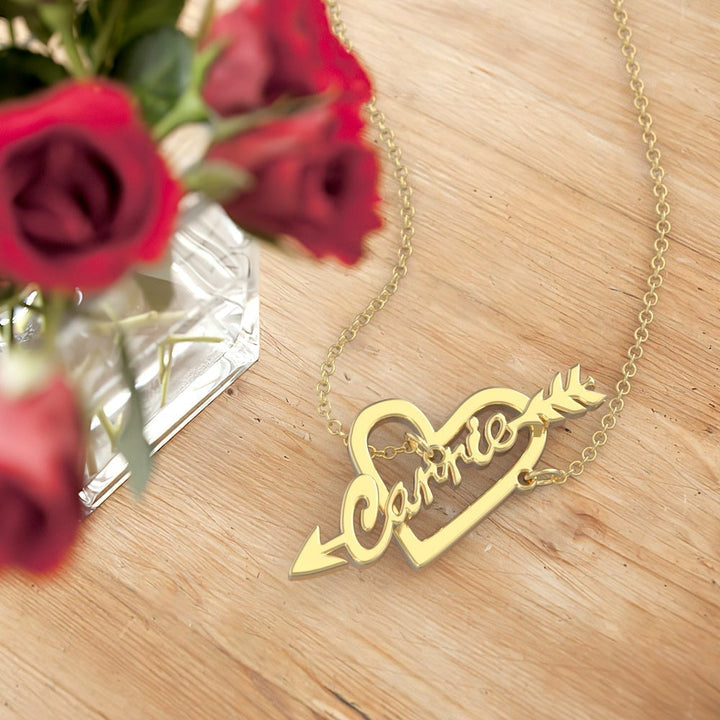 Cissyia.com Personalized Heart and Arrow Two Names Cut-Out Name Bracelet