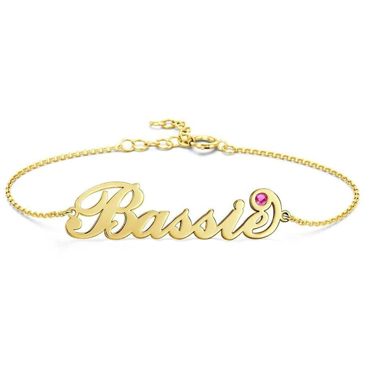 Cissyia.com Platinum Plated Personalized Name Bracelet with One Birthstone