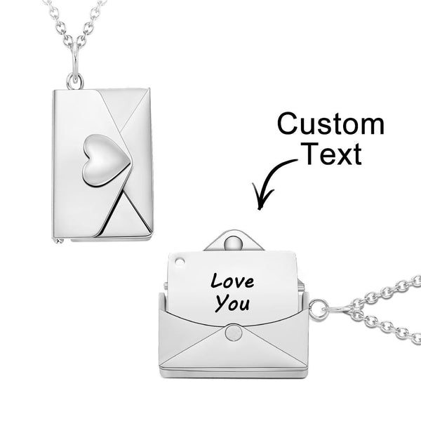 Cissyia.com Personalized Envelope Locket Pendant Engraved Necklace