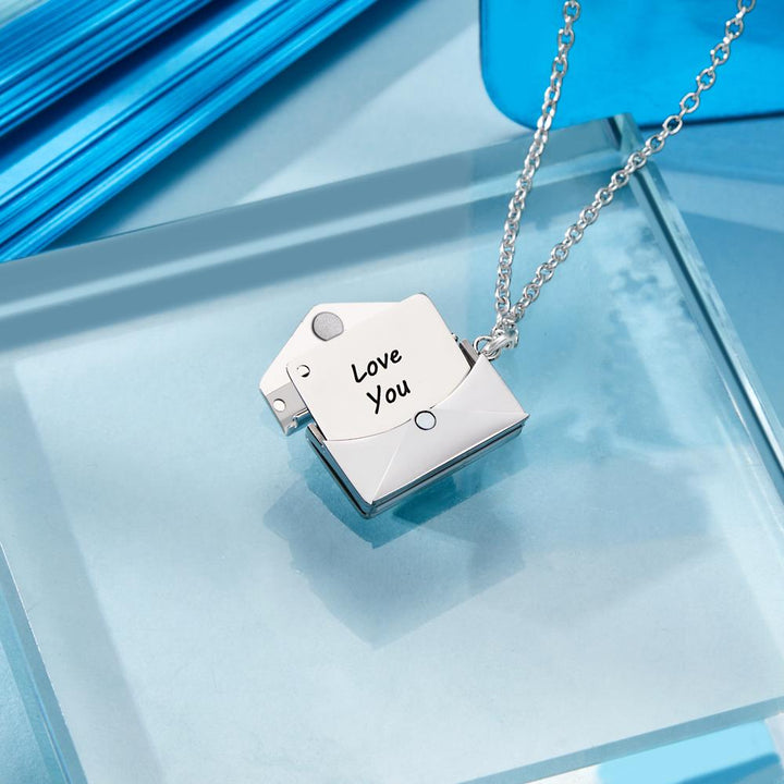 Cissyia.com Personalized Envelope Locket Pendant Engraved Necklace