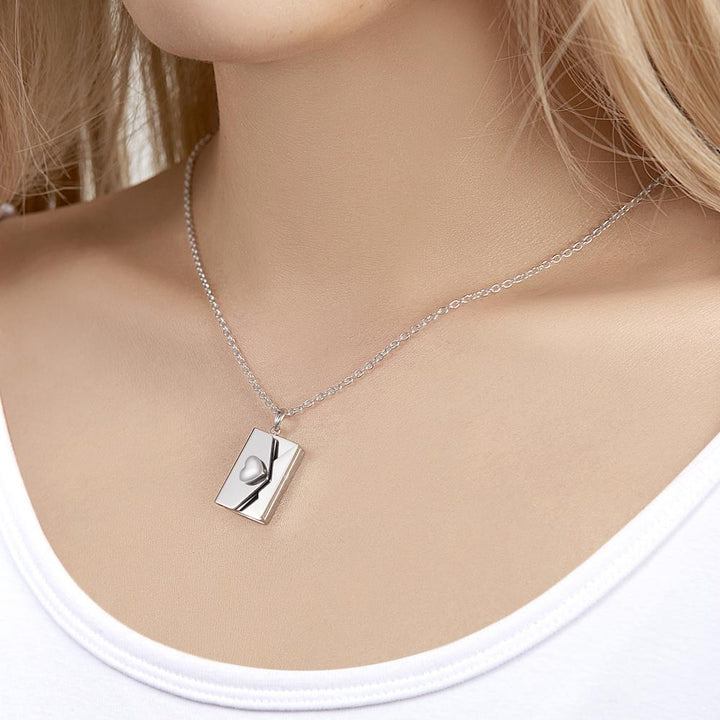 Cissyia.com Personalized Envelope Locket Pendant Engraved Necklace