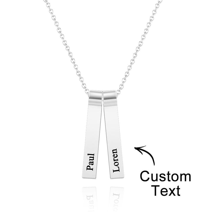 Cissyia.com Custom Engraved Vertical 1-5 Names Necklace Stylish Personalized Pendant for Her