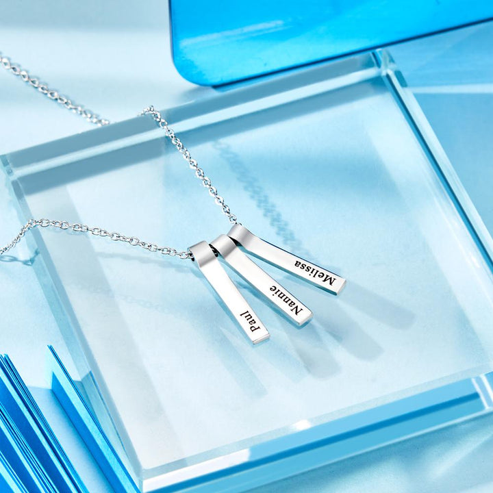 Cissyia.com Custom Engraved Vertical 1-5 Names Necklace Stylish Personalized Pendant for Her
