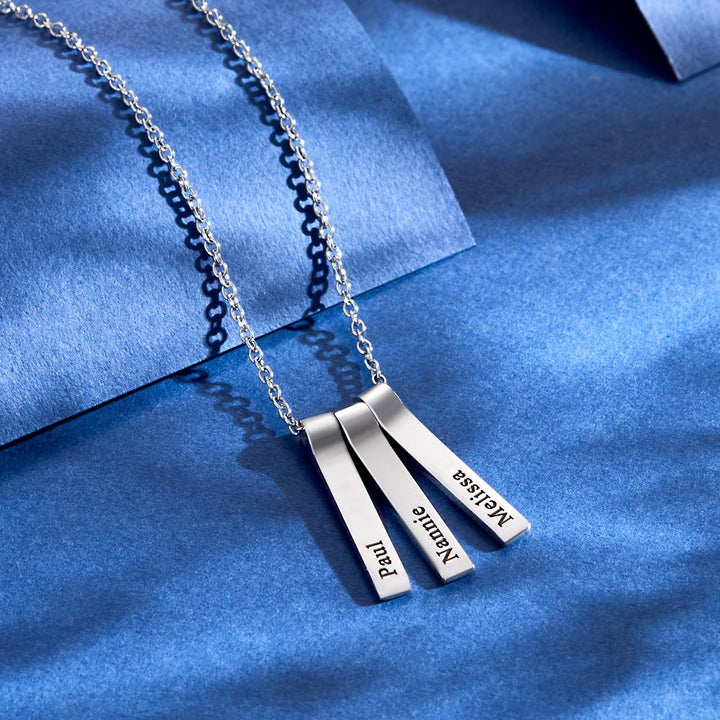 Cissyia.com Custom Engraved Vertical 1-5 Names Necklace Stylish Personalized Pendant for Her