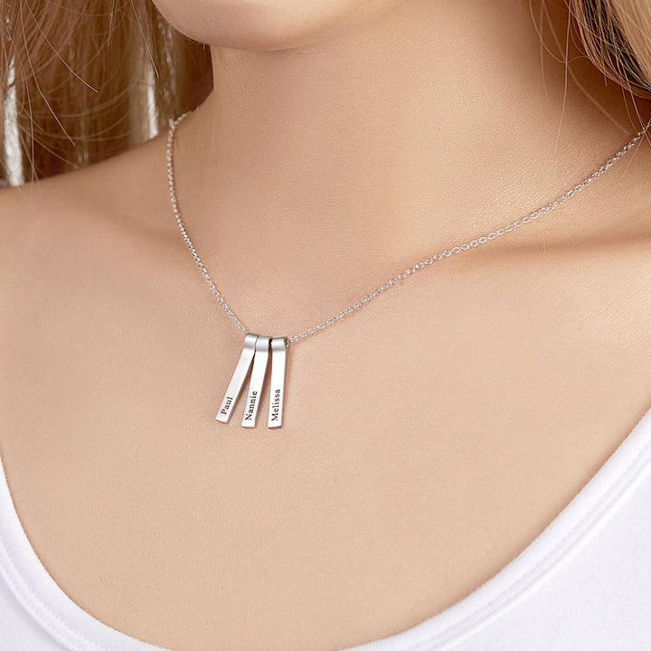 Cissyia.com Custom Engraved Vertical 1-5 Names Necklace Stylish Personalized Pendant for Her