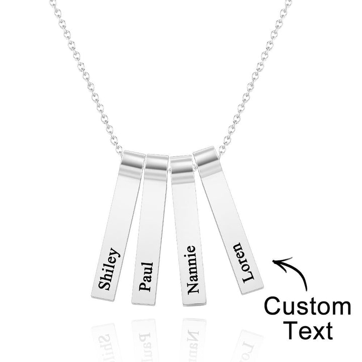 Cissyia.com Custom Engraved Vertical 1-5 Names Necklace Stylish Personalized Pendant for Her