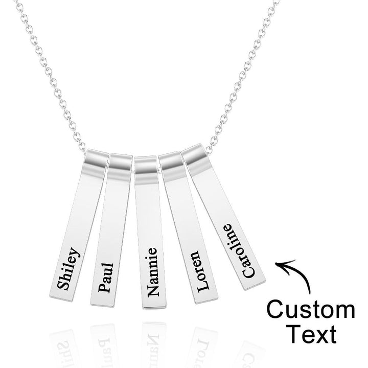 Cissyia.com Custom Engraved Vertical 1-5 Names Necklace Stylish Personalized Pendant for Her