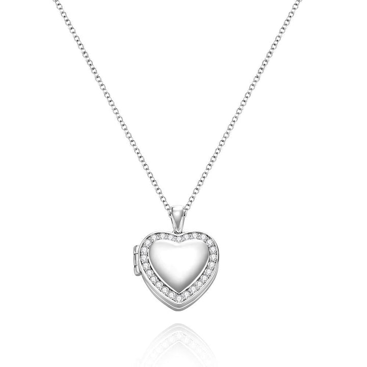 Cissyia.com Personalized Photo Heart Shaped Locket Pendant Necklace
