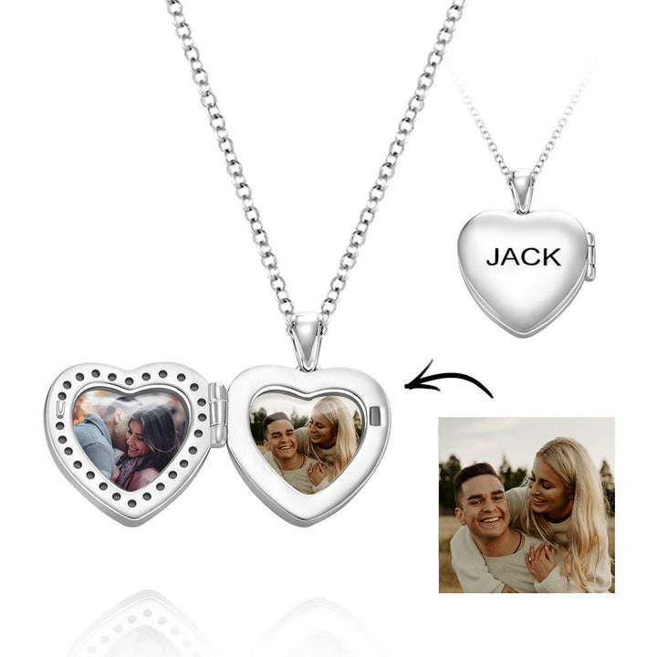 Cissyia.com Personalized Photo Heart Shaped Locket Pendant Necklace
