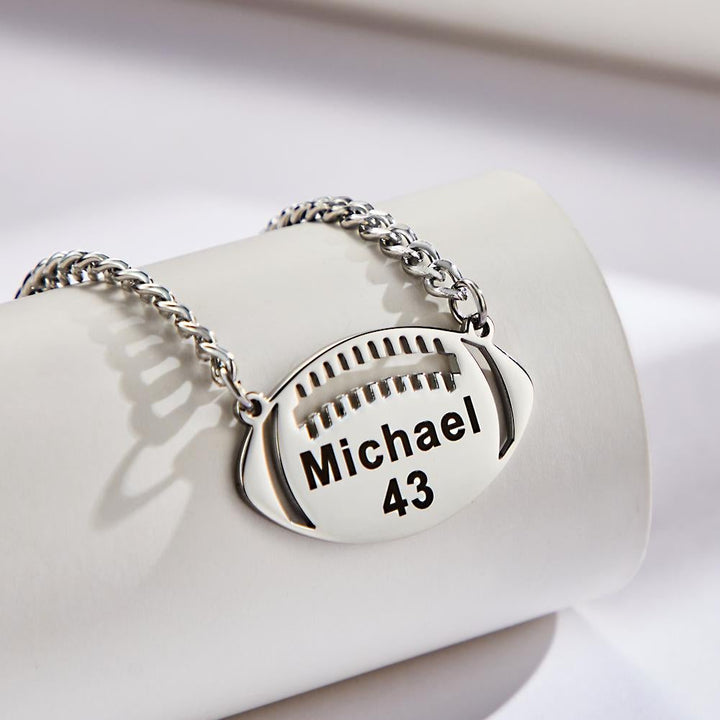 Cissyia.com Custom Engraved Football Name Necklace Give Him Jewelry Gift