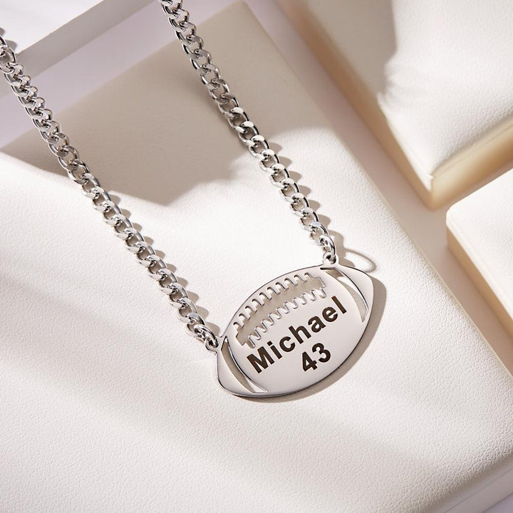 Cissyia.com Custom Engraved Football Name Necklace Give Him Jewelry Gift