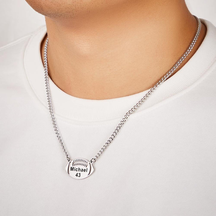 Cissyia.com Custom Engraved Football Name Necklace Give Him Jewelry Gift
