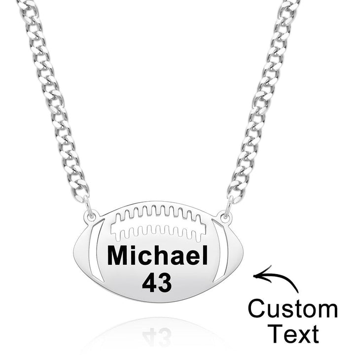 Cissyia.com Custom Engraved Football Name Necklace Give Him Jewelry Gift