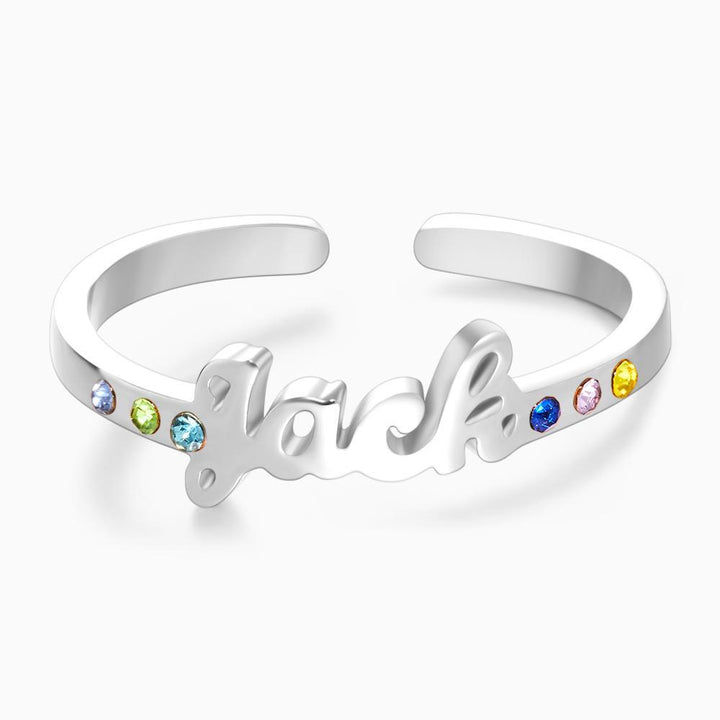 Cissyia.com Personalized Name Ring with Six Birthstones