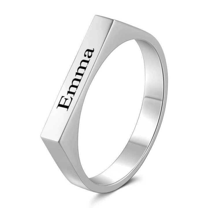 Cissyia.com Platinum Plated Engravable Square Ring