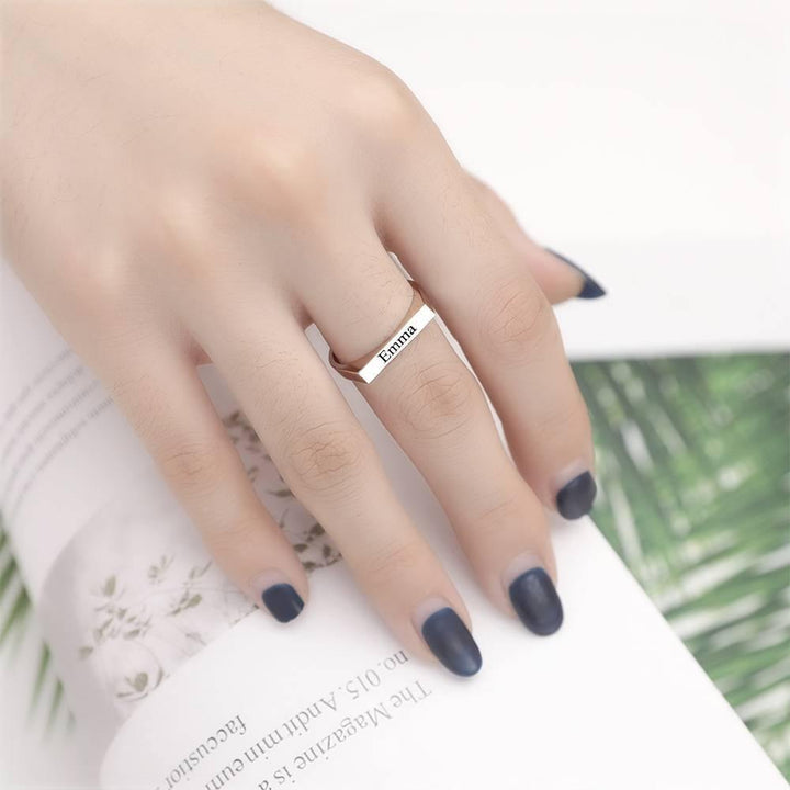 Cissyia.com Platinum Plated Engravable Square Ring