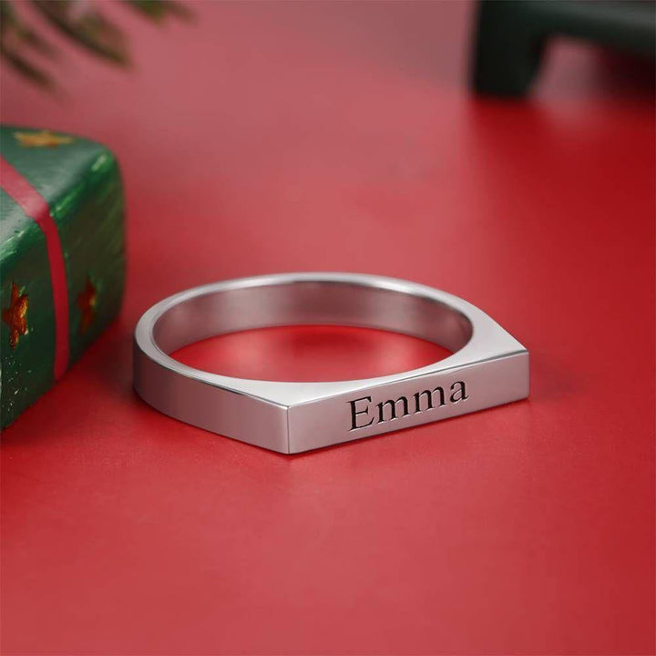 Cissyia.com Platinum Plated Engravable Square Ring