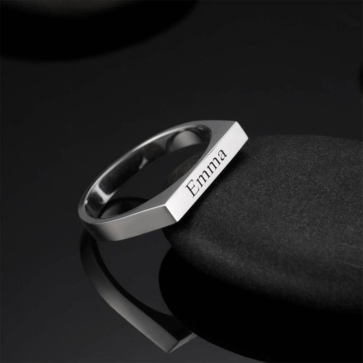 Cissyia.com Platinum Plated Engravable Square Ring