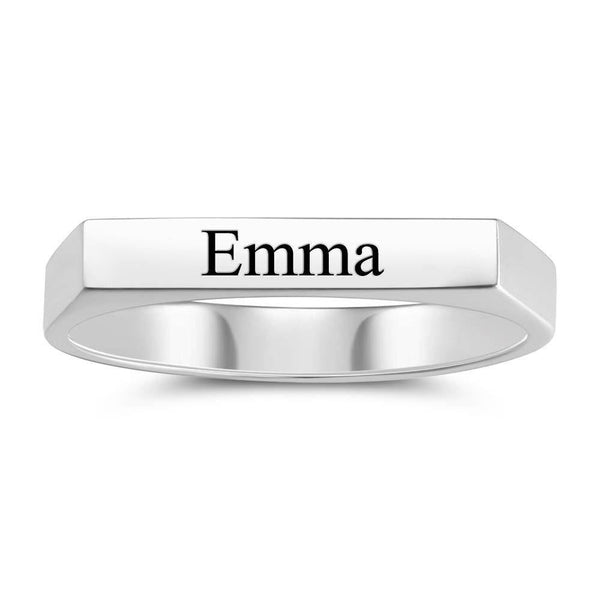 Cissyia.com Platinum Plated Engravable Square Ring