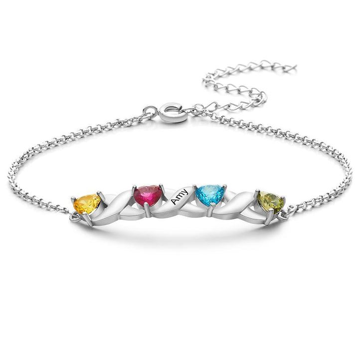 Cissyia.com Custom Engraved Bracelet Heart-shaped Diamond Bracelet Gifts for Women