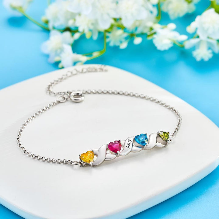 Cissyia.com Custom Engraved Bracelet Heart-shaped Diamond Bracelet Gifts for Women