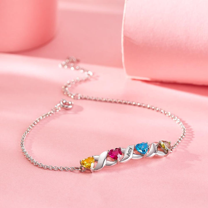 Cissyia.com Custom Engraved Bracelet Heart-shaped Diamond Bracelet Gifts for Women