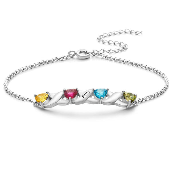 Cissyia.com Custom Engraved Bracelet Heart-shaped Diamond Bracelet Gifts for Women