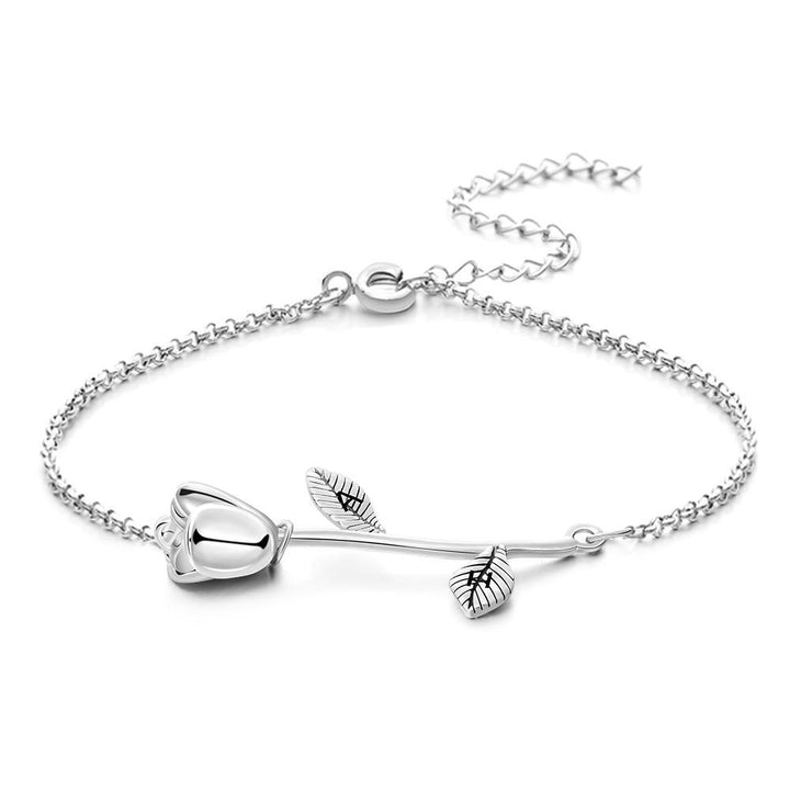 Cissyia.com Personalized Engravable Rose Charm Bracelet