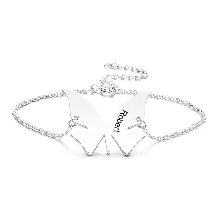 Cissyia.com Personalized Engravable Butterfly Charm Engraved Bracelet