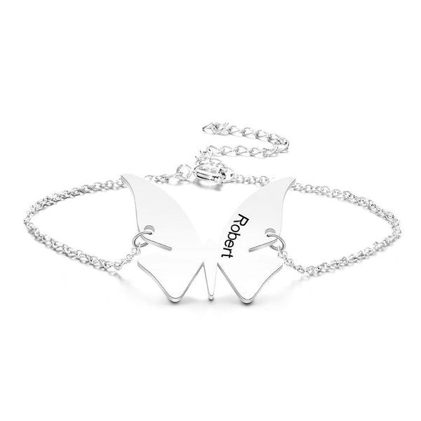 Cissyia.com Personalized Engravable Butterfly Charm Engraved Bracelet
