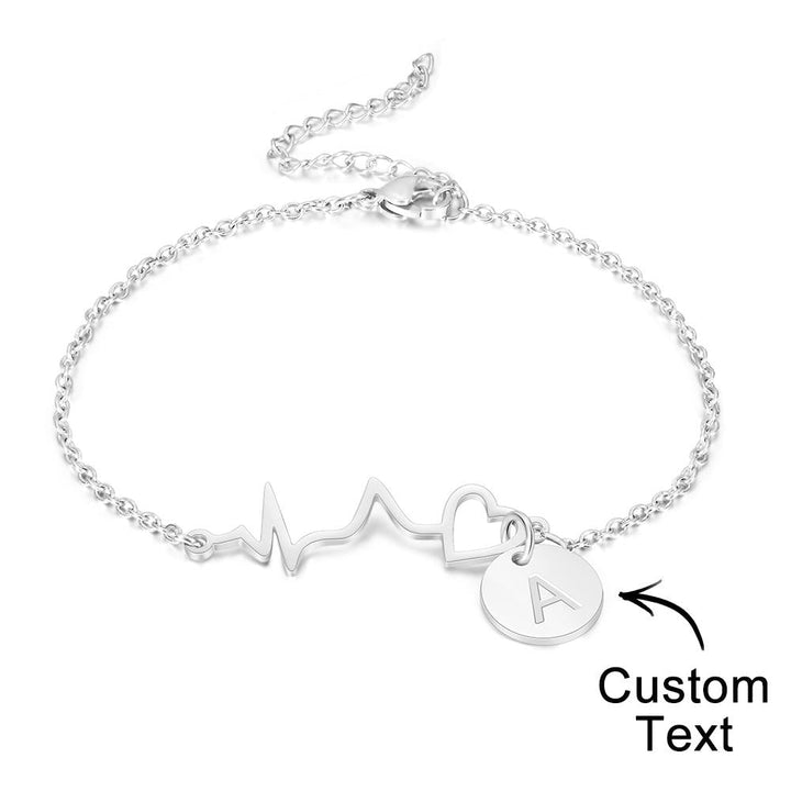 Cissyia.com Personalized Heartbeat and Engravable Round Charm Bracelet