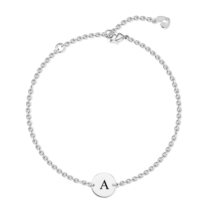 Cissyia.com Personalized Single Initial Circle Disc Engraved Bracelet