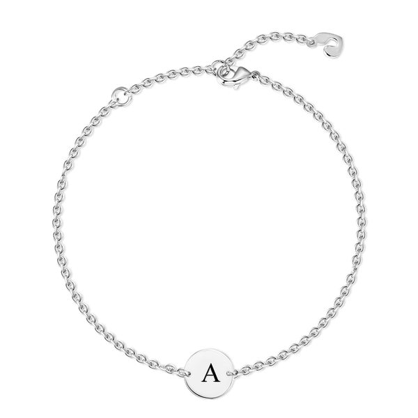 Cissyia.com Personalized Single Initial Circle Disc Engraved Bracelet
